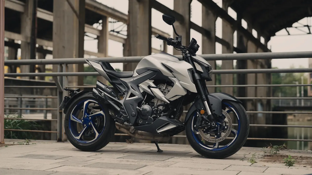 Zontes 350R blanca con detalles azules en las llantas